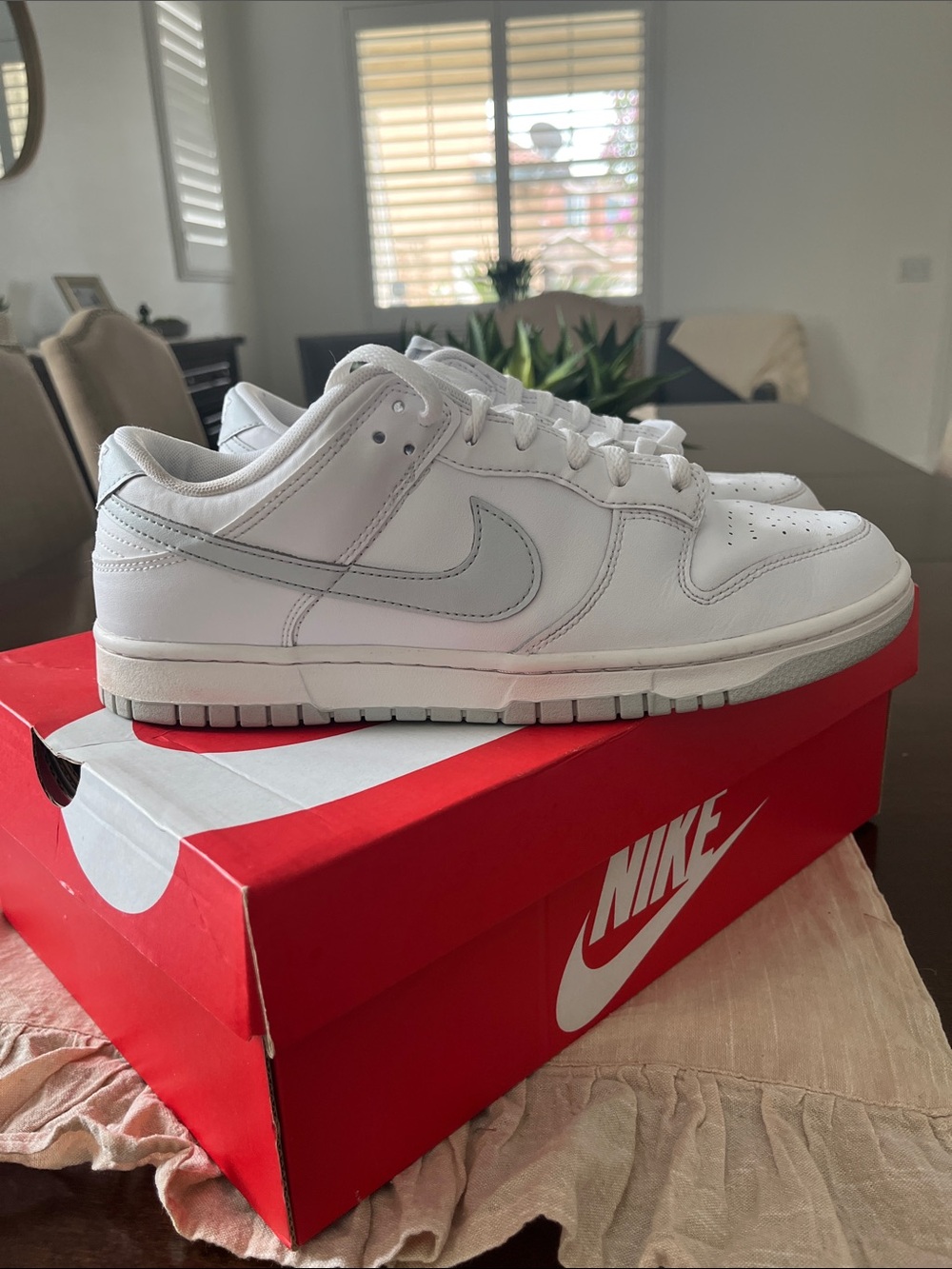 Nike White and Light Gray Low-Top Sneakers - Picture 2 of 8